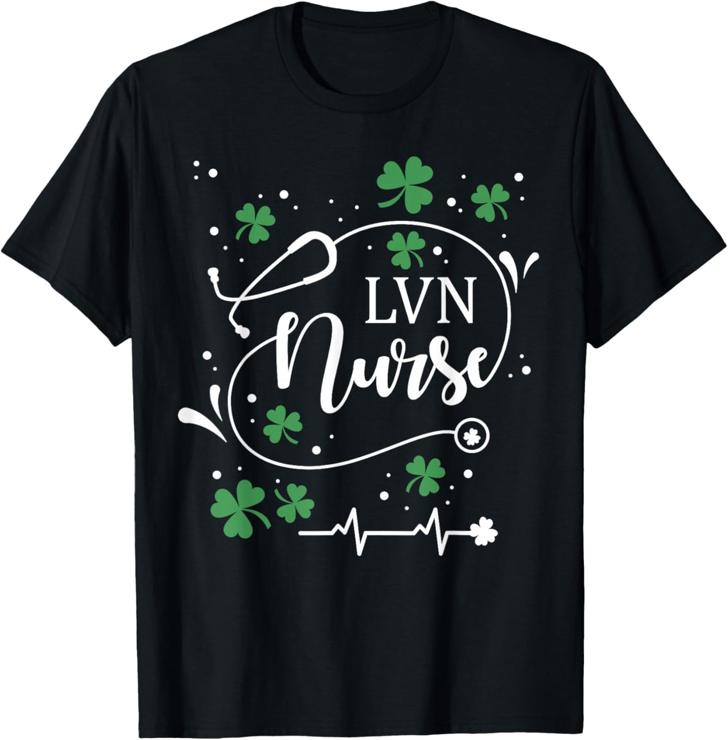 St Patrick's Day LVN Nurse Irish Shamrock St Paddy T-Shirt - T-Shirt | Black
