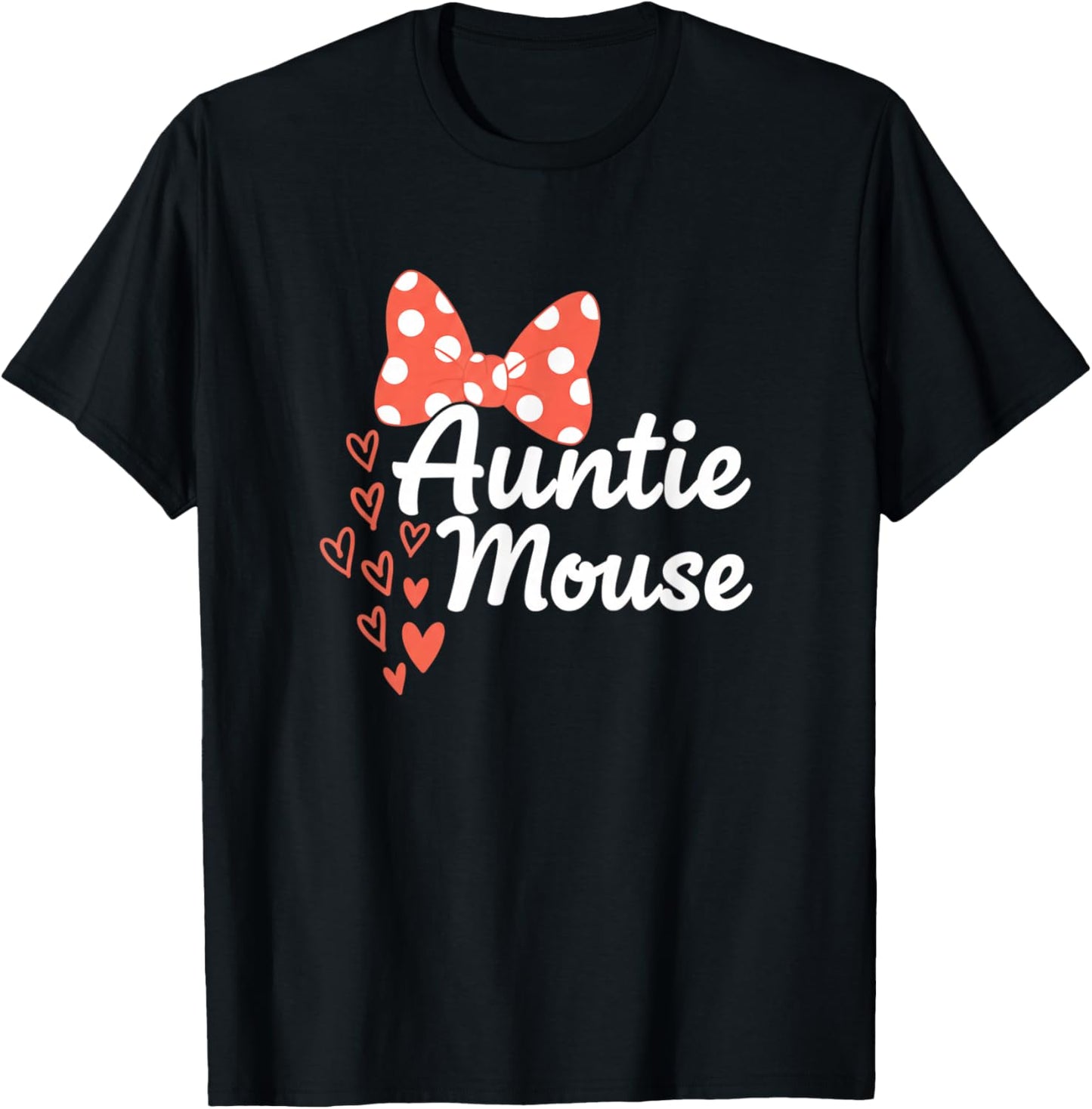 Auntie Mouse Cute Minnie Bow Hearts Aunt Family T-Shirt - T-Shirt | Black