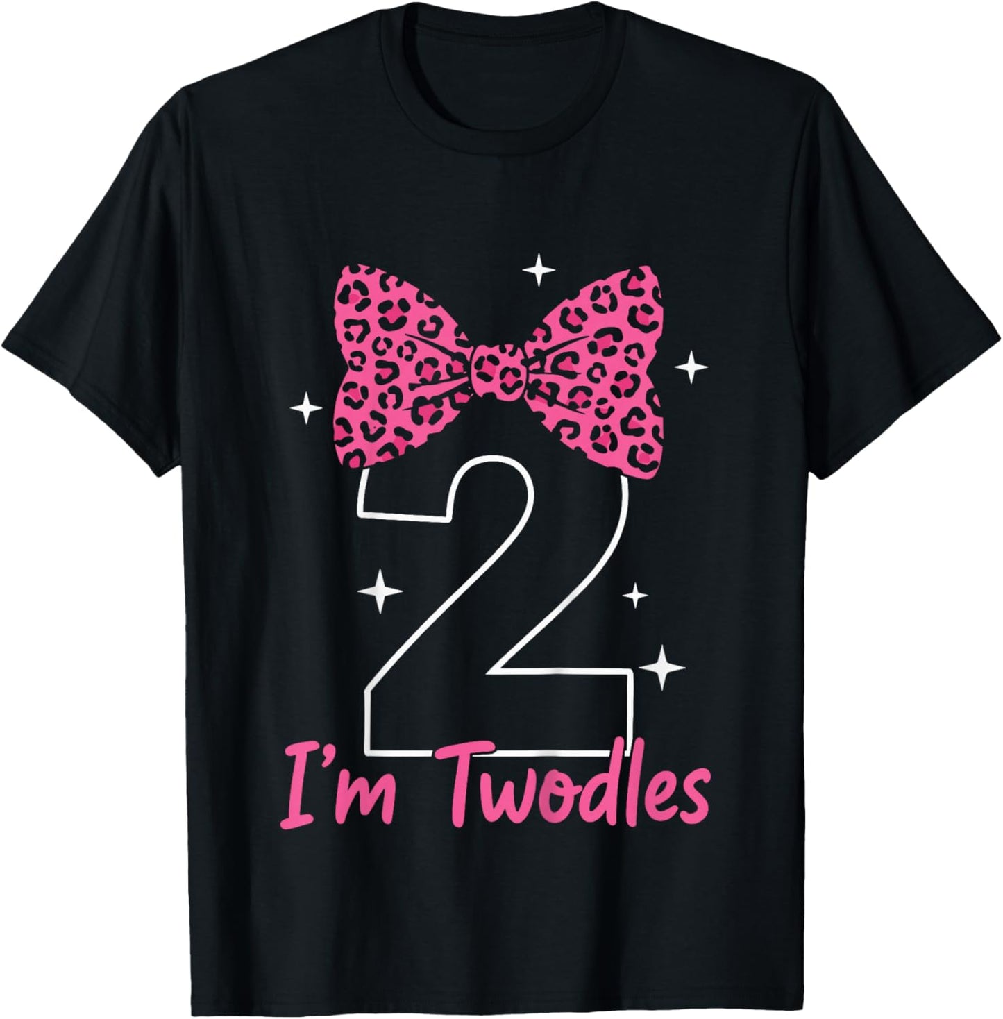 Kids I’m Twodles 2nd Birthday Girl Bow T Shirt T-Shirt - T-Shirt | Black