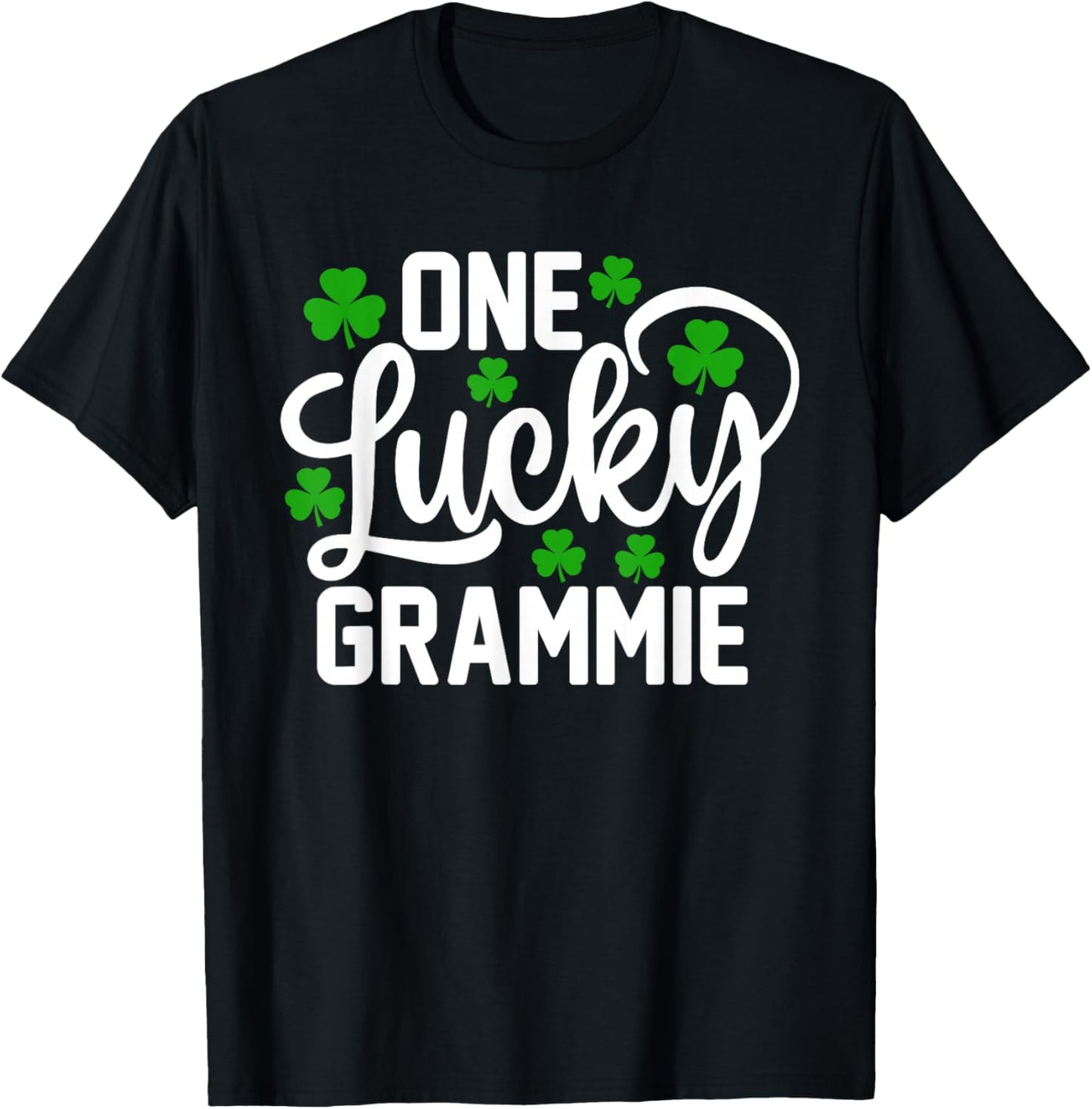 One Lucky Grammie Funny St Patrick's Day Shamrocks T-Shirt - T-Shirt | Black