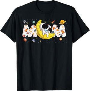 Astronaut Mom Space Birthday Planets Party Matching Family T-Shirt - T-Shirt | Black