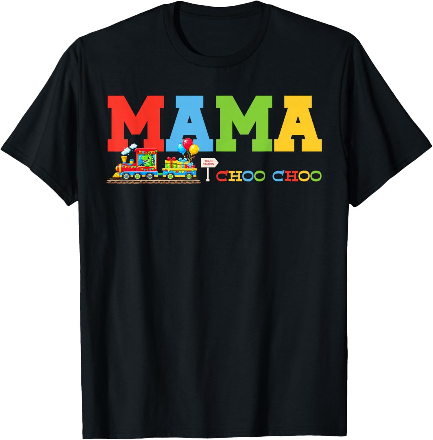Train Birthday Mama T-Shirt - T-Shirt | Black