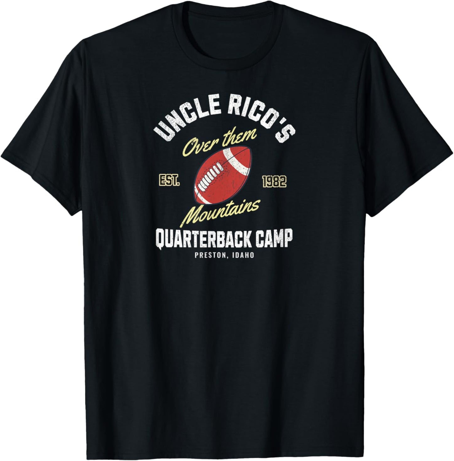 Uncle Rico's Quarterback Camp Vintage Football Graphic Sport T-Shirt - T-Shirt | Black
