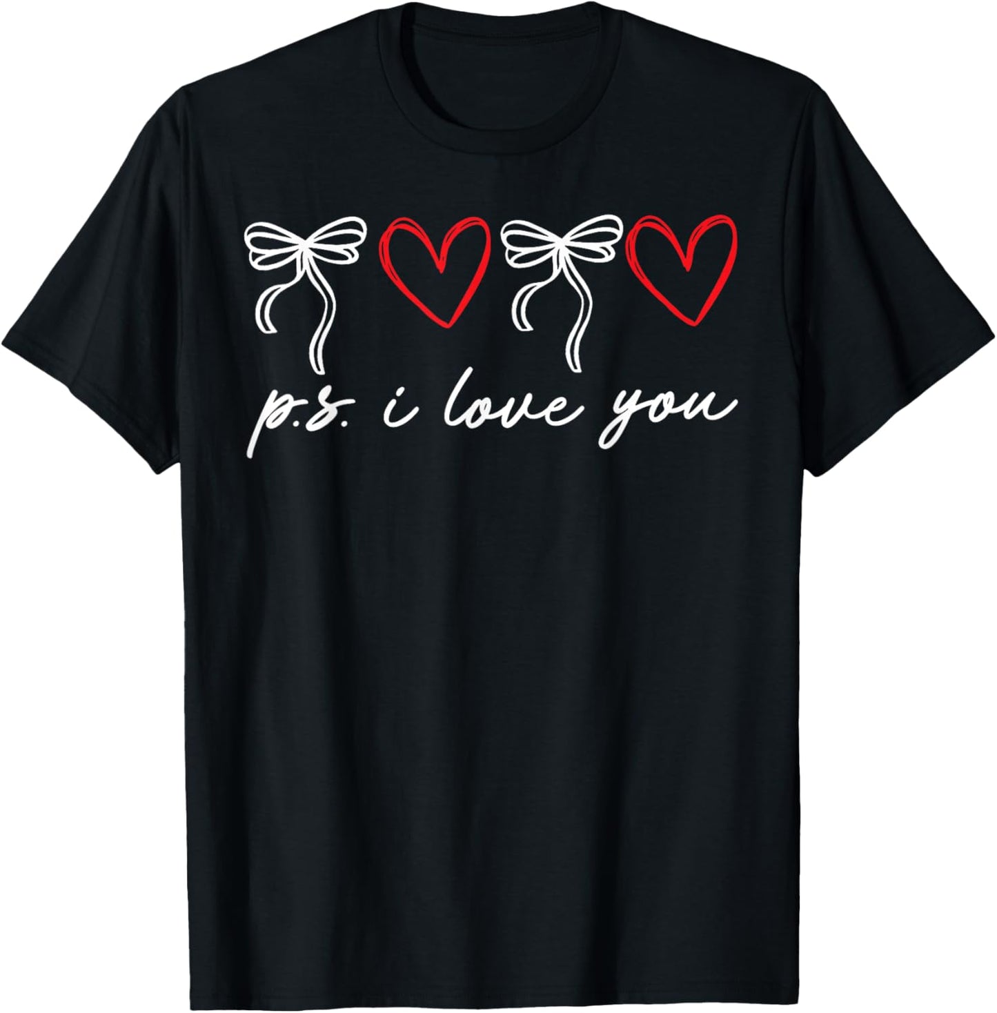 PS I Love You Day Valentine's Day Purple Heart Women Men Kid T-Shirt - T-Shirt | Black