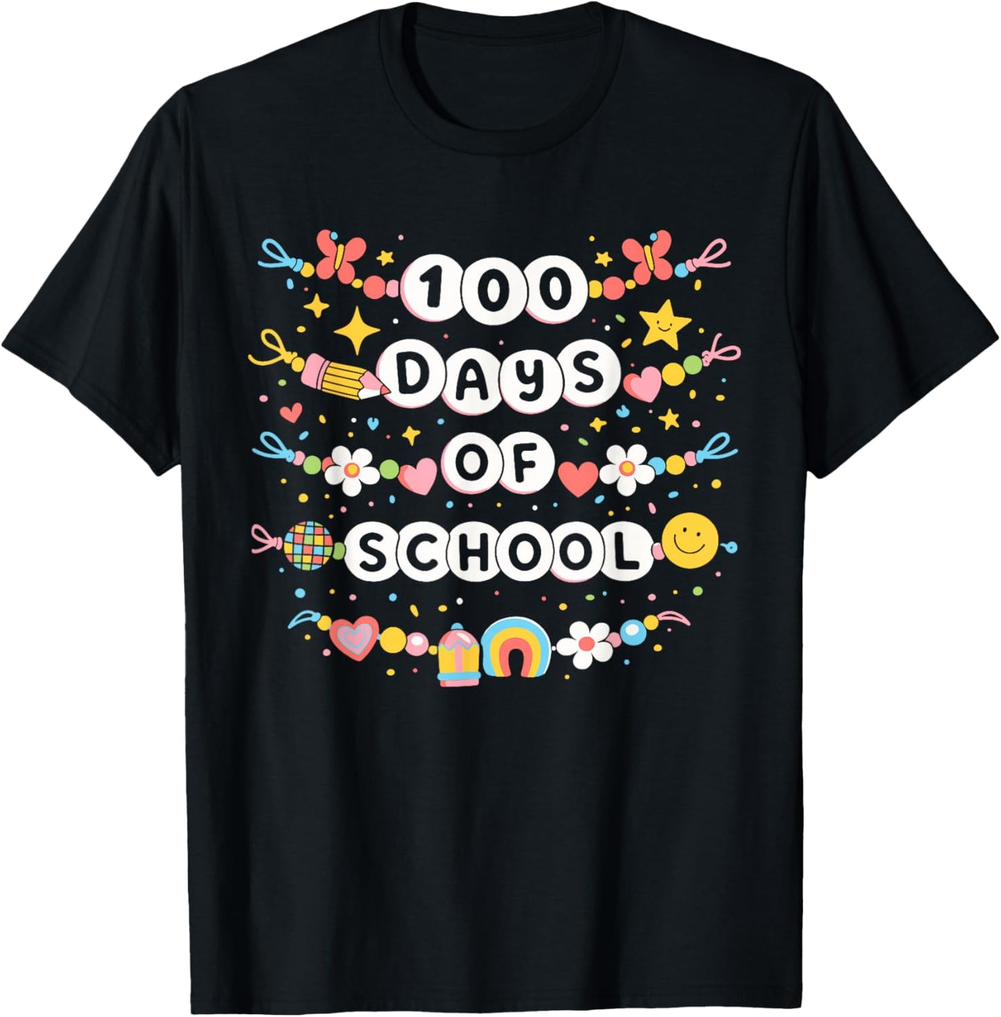 100 Days of School Girls Kids Friendship 100th Day of School T-Shirt - T-Shirt | Black