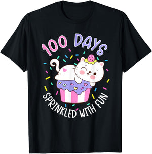 100 Days Sprinkled with Fun Cupcake 100th Day of School Kids T-Shirt - T-Shirt | Black
