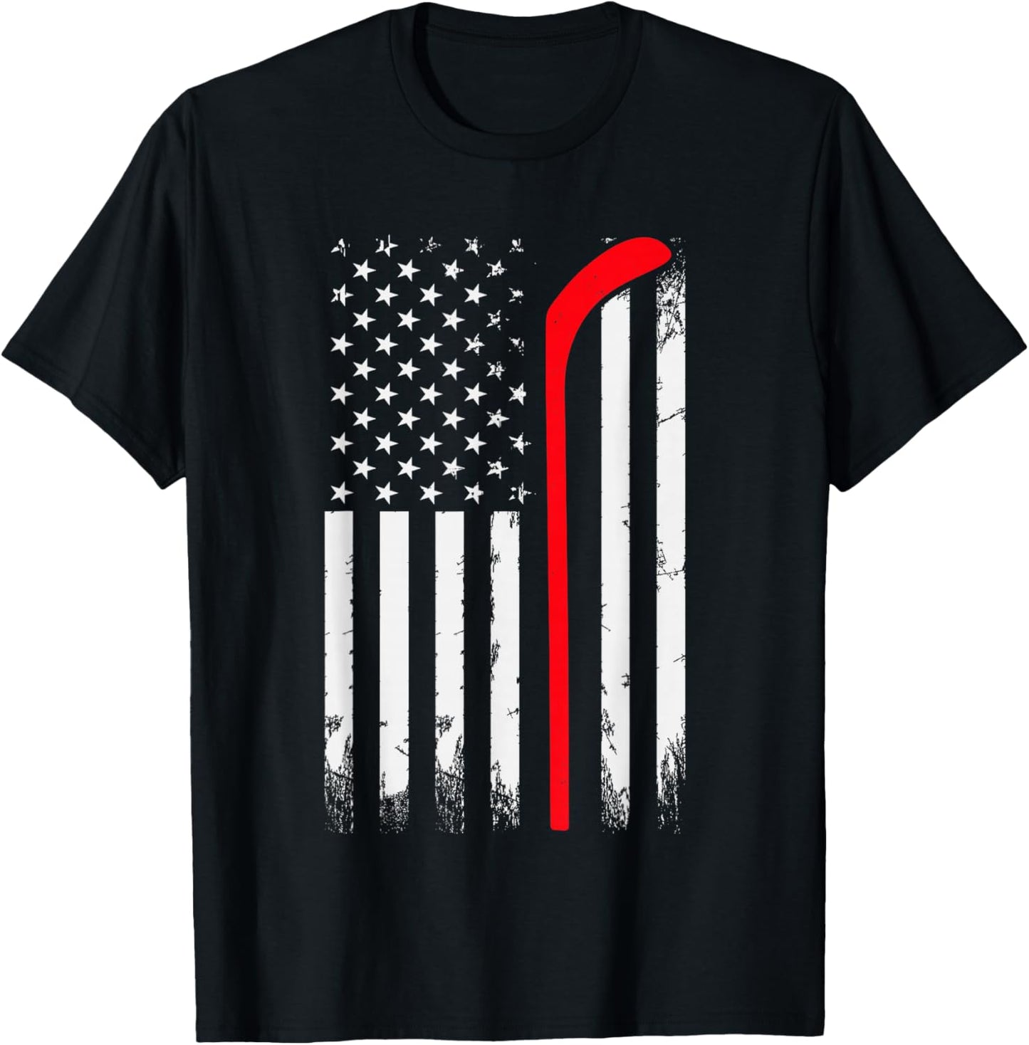 Ice Hockey US Flag Player & Fan Lovers American Ice Hockey T-Shirt - T-Shirt | Black