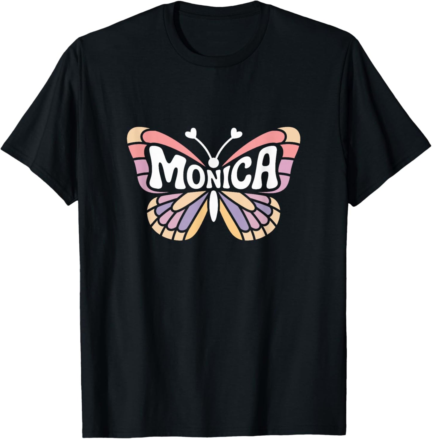 Monica Butterfly - Personalized Cute Name Word Art T-Shirt - T-Shirt | Black