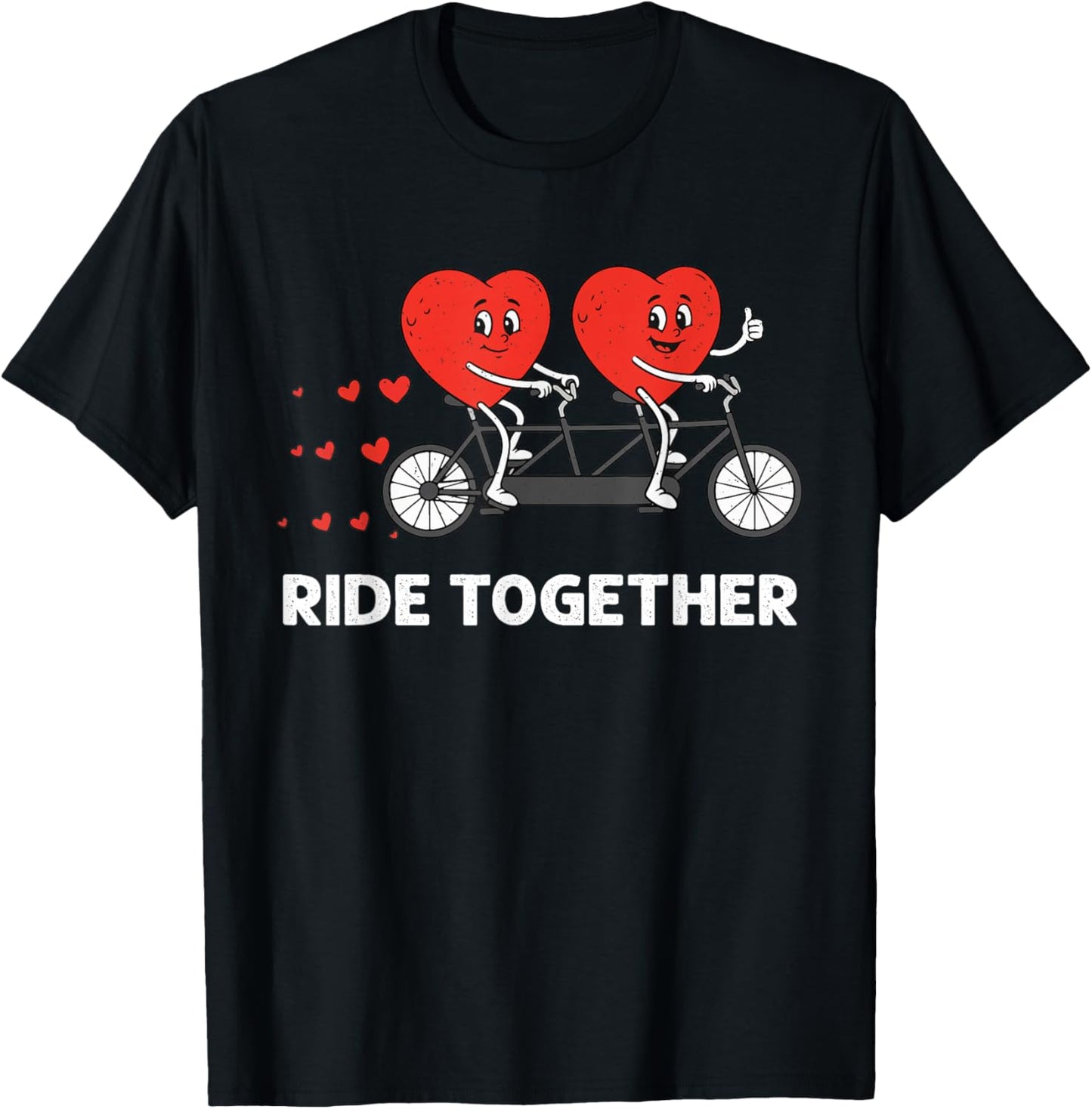 Valentines Day Ride Together Bicycle Cycling Couple Design T-Shirt - T-Shirt | Black