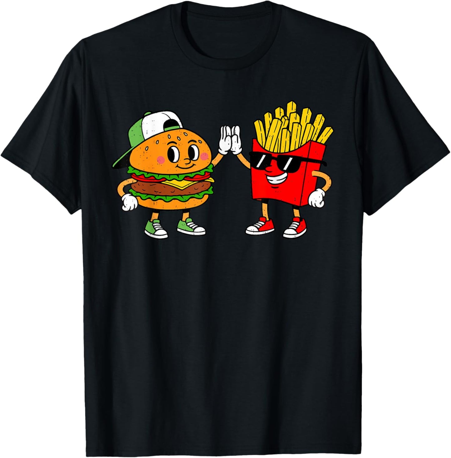 Funny Hamburger French Fries Combo Snacks Fast Food Lover T-Shirt - T-Shirt | Black