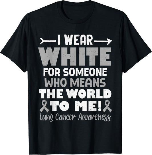 Support Lung Cancer Awareness White Ribbon Men Women Kids T-Shirt - T-Shirt | Black