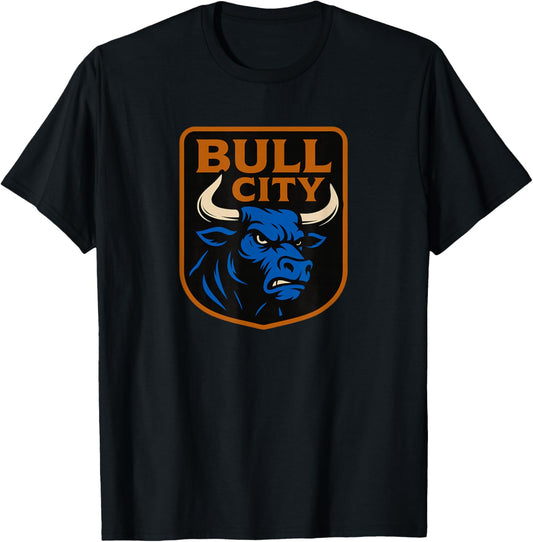Bull City Durham NC 919 North Carolina Bull Head T-Shirt - T-Shirt | Black