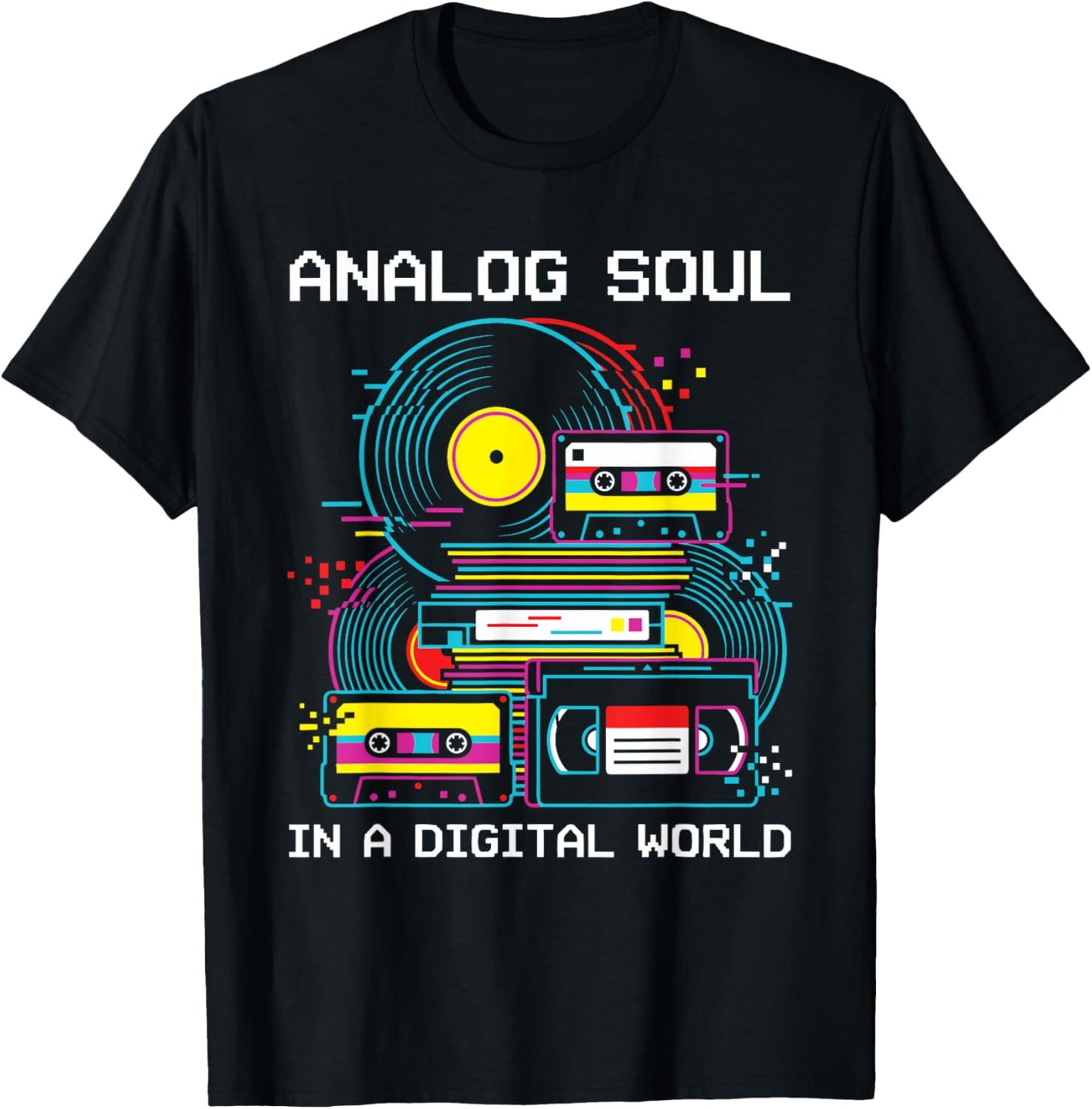 Analog Soul in A Digital World Vinyl Cassette VHS 80s 90s T-Shirt - T-Shirt | Black
