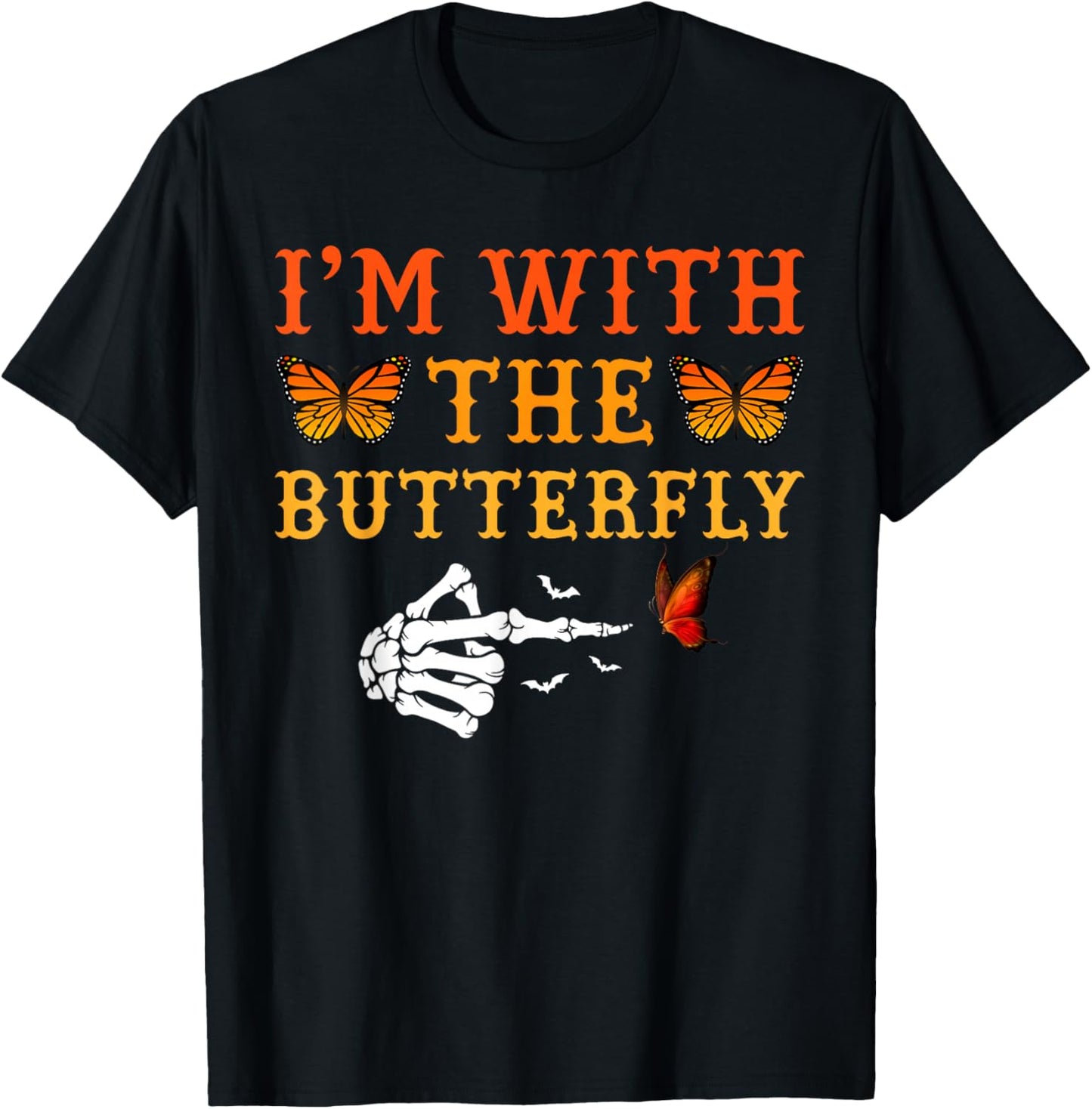I'm with Butterfly Halloween Costume Couples Matching T-Shirt - T-Shirt | Black