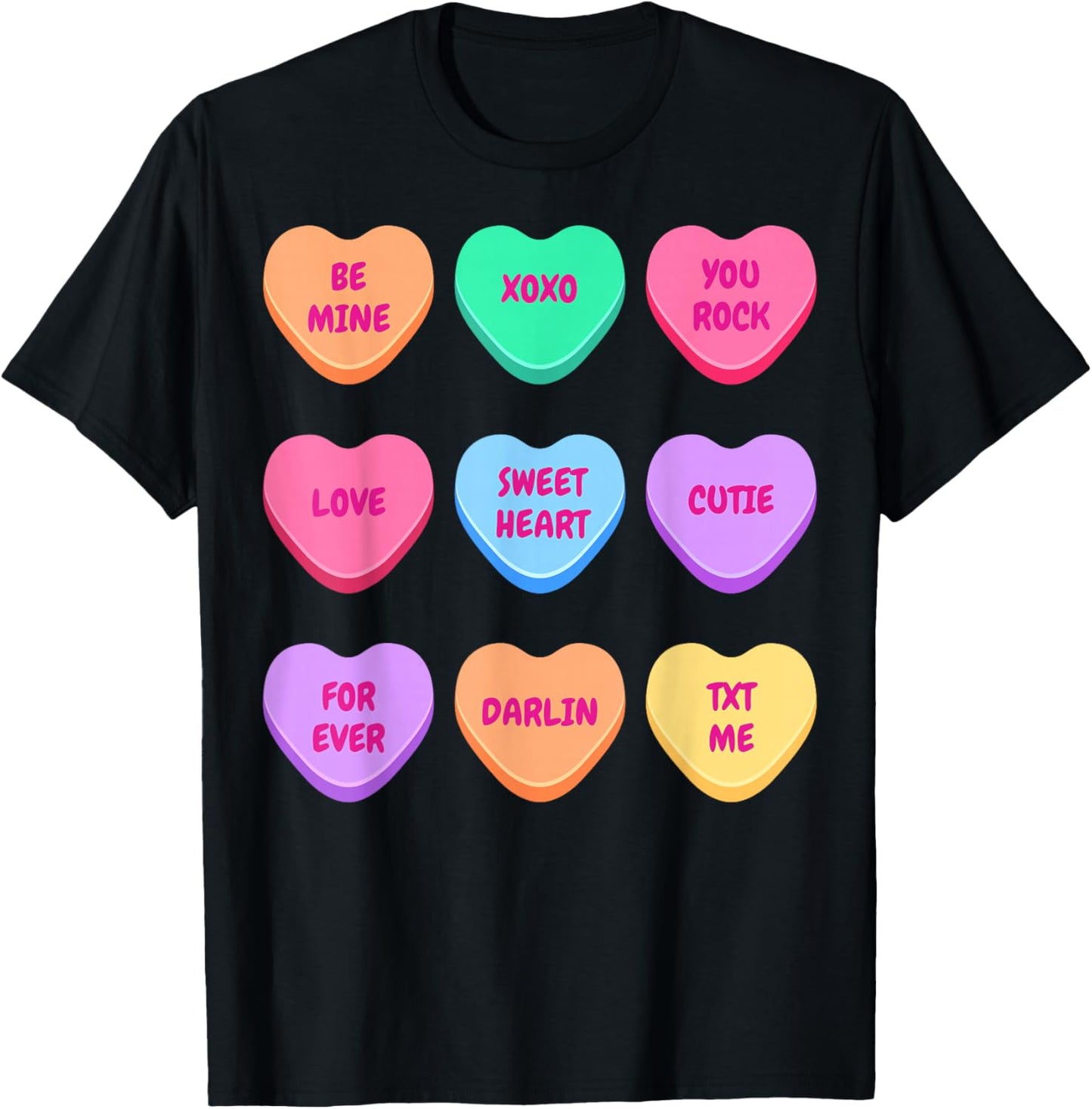Valentines Day Hearts Candy Be Mine Valentine Women Men Kids T-Shirt - T-Shirt | Black
