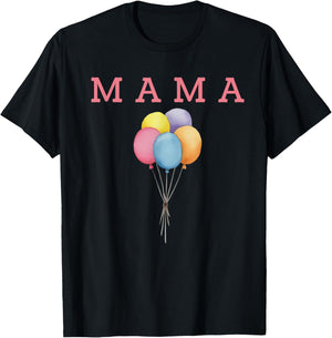 Mama of The Rainbow Balloon Birthday Boy Girl Family T-Shirt - T-Shirt | Black