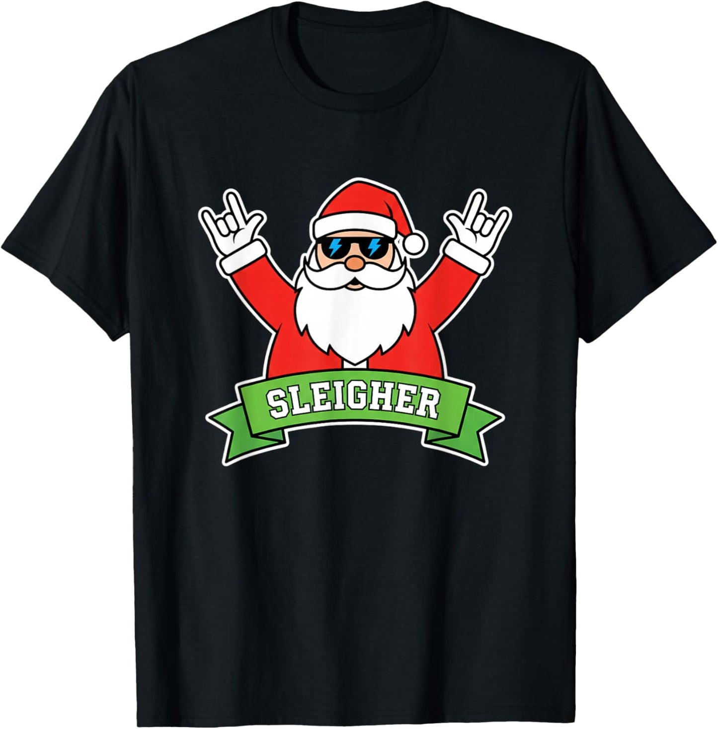 Christmas Sleigher Santa Rock Heavy Metal Sleigh All Day T-Shirt - T-Shirt | Black