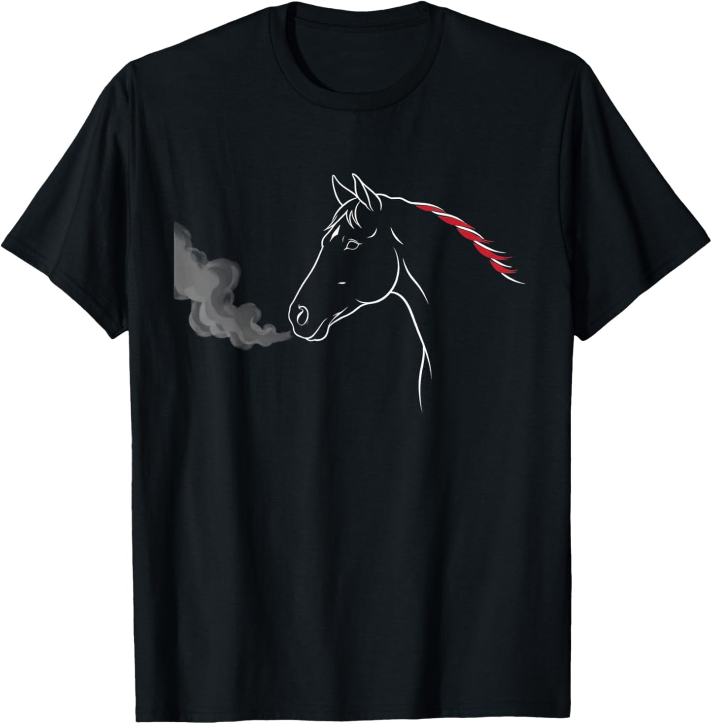 Breathing Horse Line Art Farm Animals Equine Lover Graphic T-Shirt - T-Shirt | Black