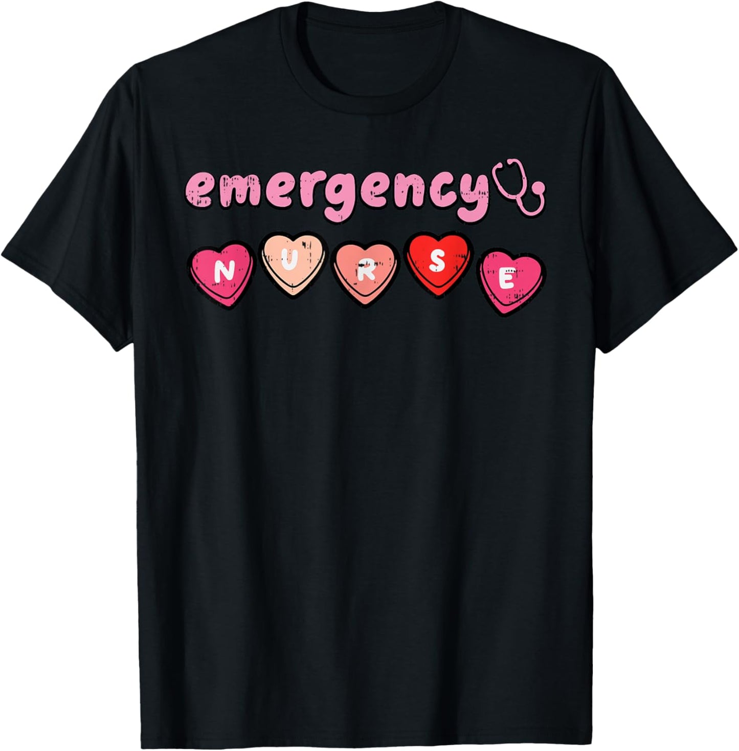 Valentines Day Emergency Nurse ED ER Scrub Top Women Men T-Shirt - T-Shirt | Black