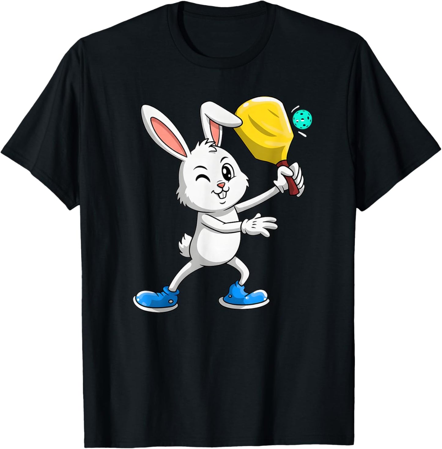 Pickleball Bunny Rabbit Easter Day for Pickleball Player T-Shirt - T-Shirt | Black