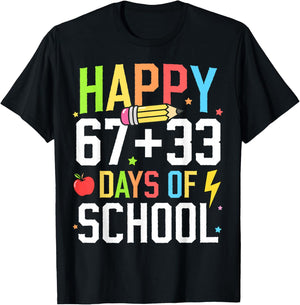 Happy 67 33 Days of School 100th Day of School Kids Teacher T-Shirt - T-Shirt | Black