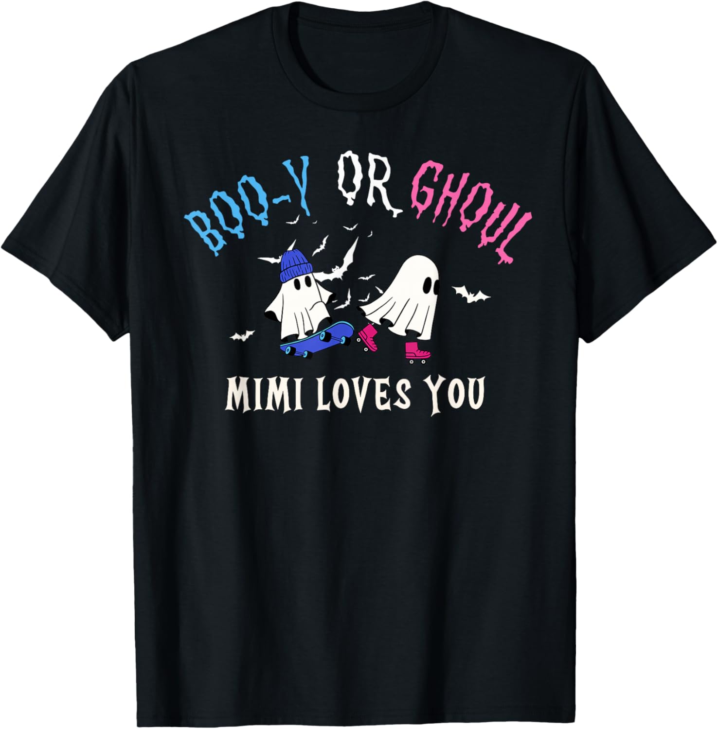 Boo-y Or Ghoul Mimi Loves You Halloween Funny Gender Reveal T-Shirt - T-Shirt | Black