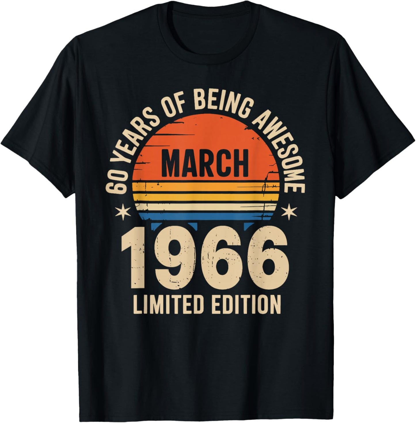 Awesome Since March 1966 60 Year Old 60 Birthday Men Dad T-Shirt - T-Shirt | Black
