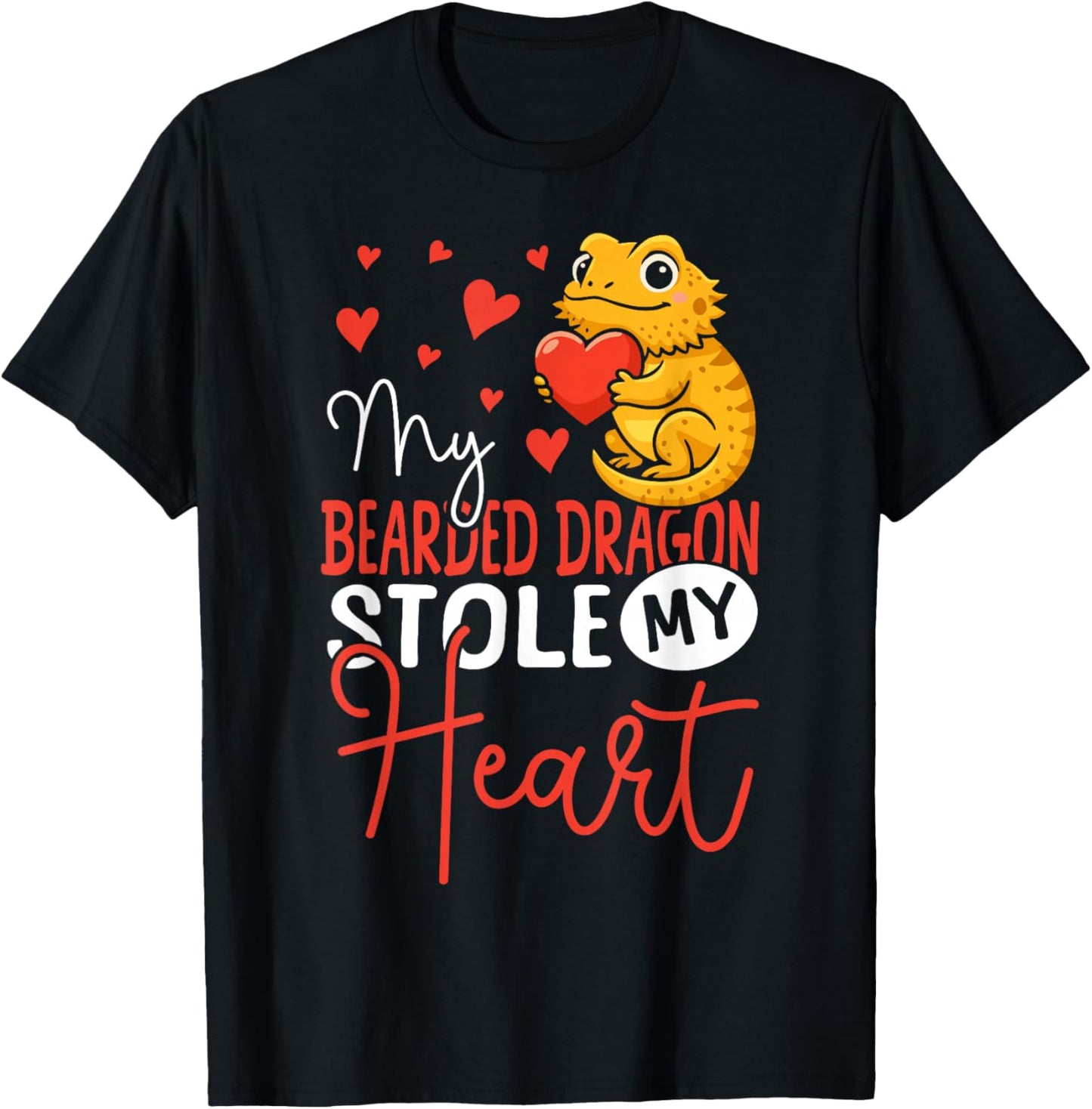Bearded Dragon Valentines Day My Bearded Dragon Stole My T-Shirt - T-Shirt | Black