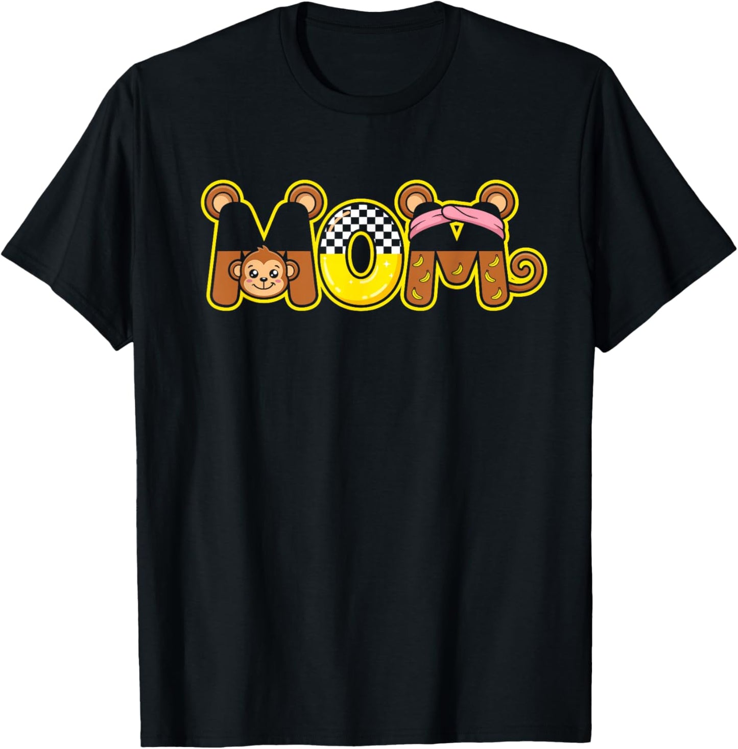 Funny Monkey Mom Mama Kids Girls Mothers Day T-Shirt - T-Shirt | Black