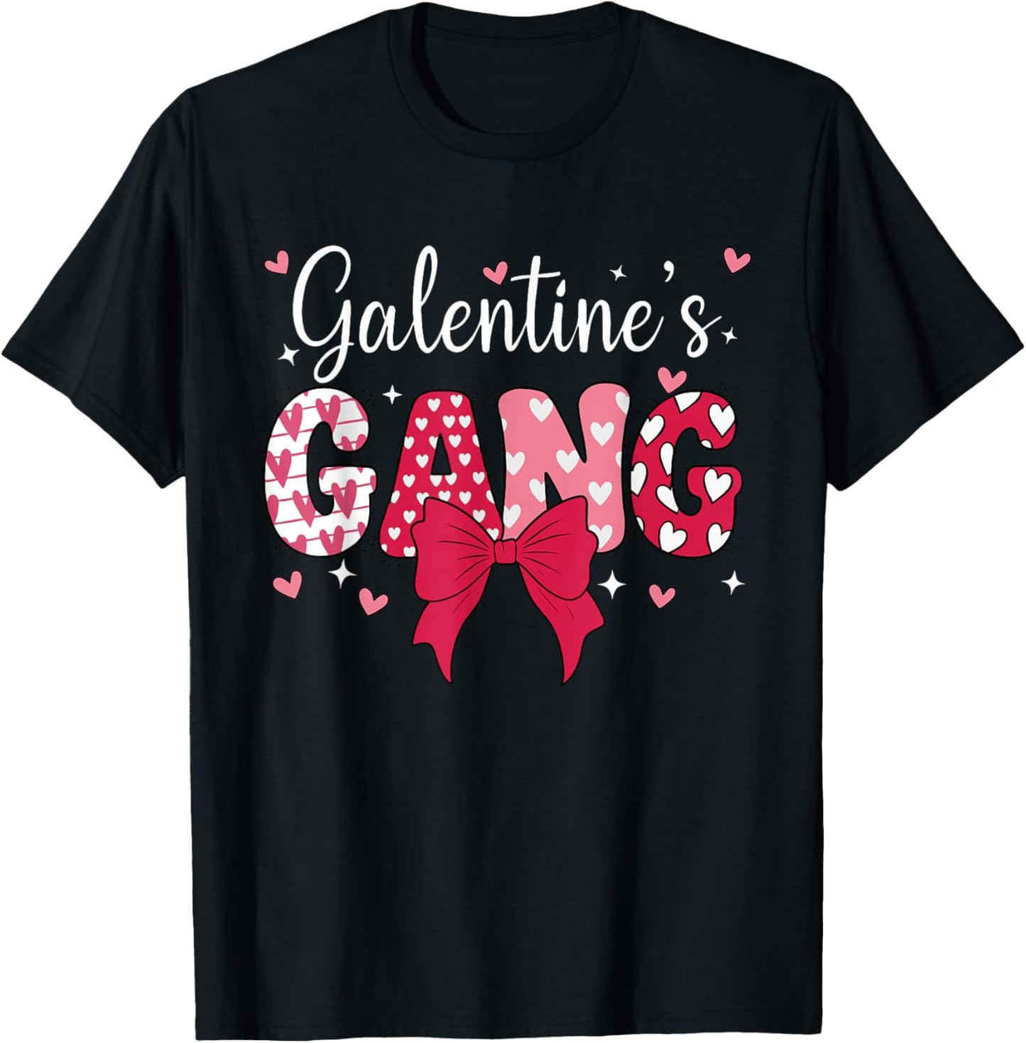 Happy Galentines Day Gang Cute Coquette Bow Galentine 2026 T-Shirt - T-Shirt | Black