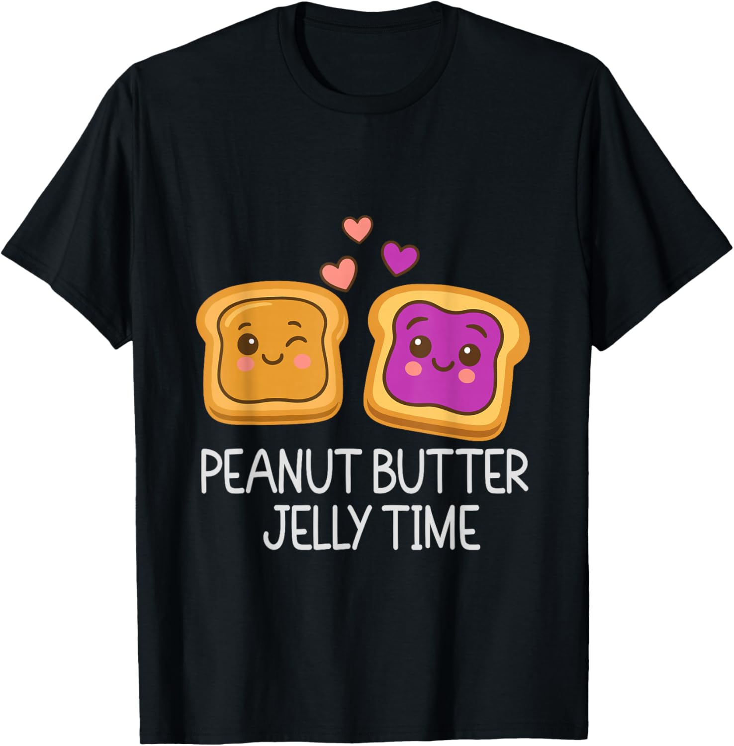 Cute Peanut Butter Jelly Time Kawaii Food Cartoon Humor T-Shirt - T-Shirt | Black