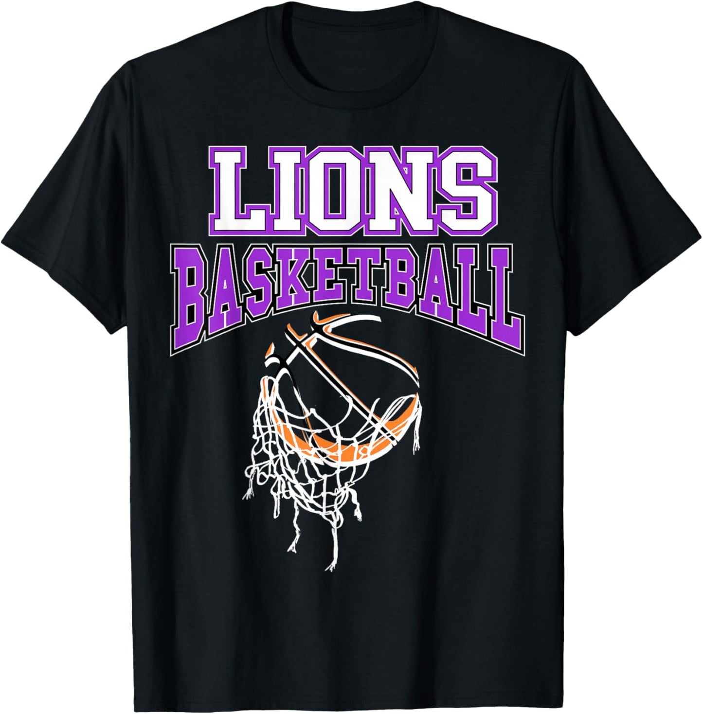 Lions Basketball Mom Purple Lion Pride School Spirit Game T-Shirt - T-Shirt | Black