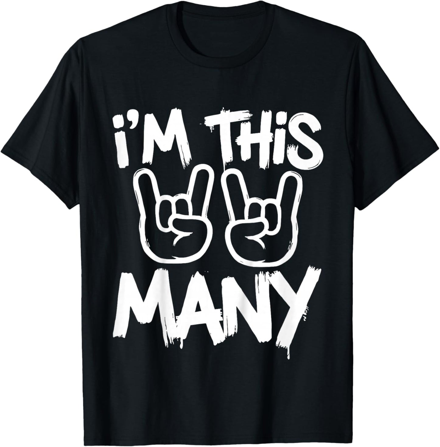 Kids I'm This Many 4th Birthday Rock Hands 4 Year Old T-Shirt - T-Shirt | Black