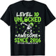 Level 10 Unlocked Awesome Since 2016 10th Birthday Gamer Boy T-Shirt - T-Shirt | Black