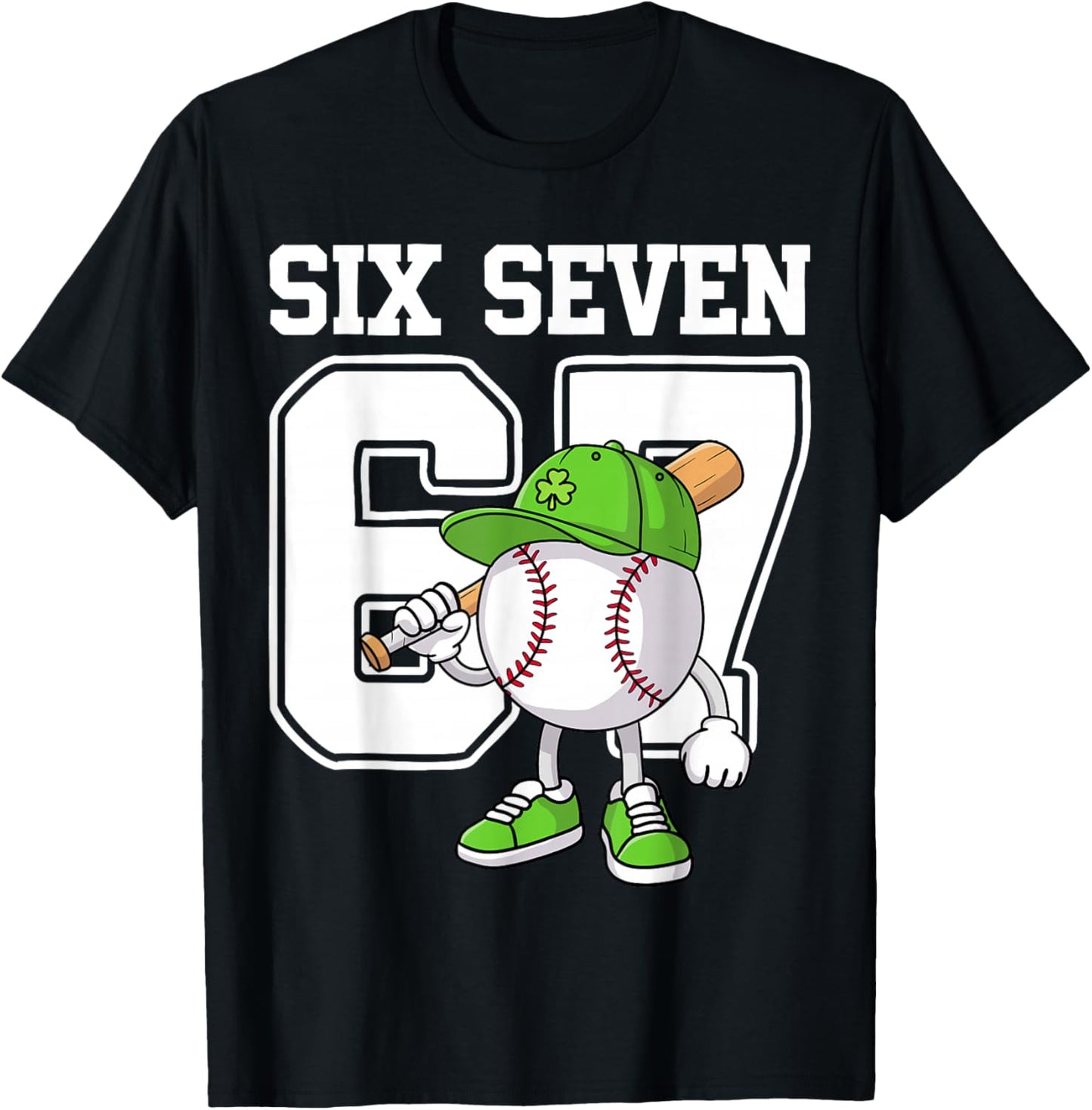 Boys St Patricks Day 67 Six Seven Baseball Ice Cream Drip T-Shirt - T-Shirt | Black