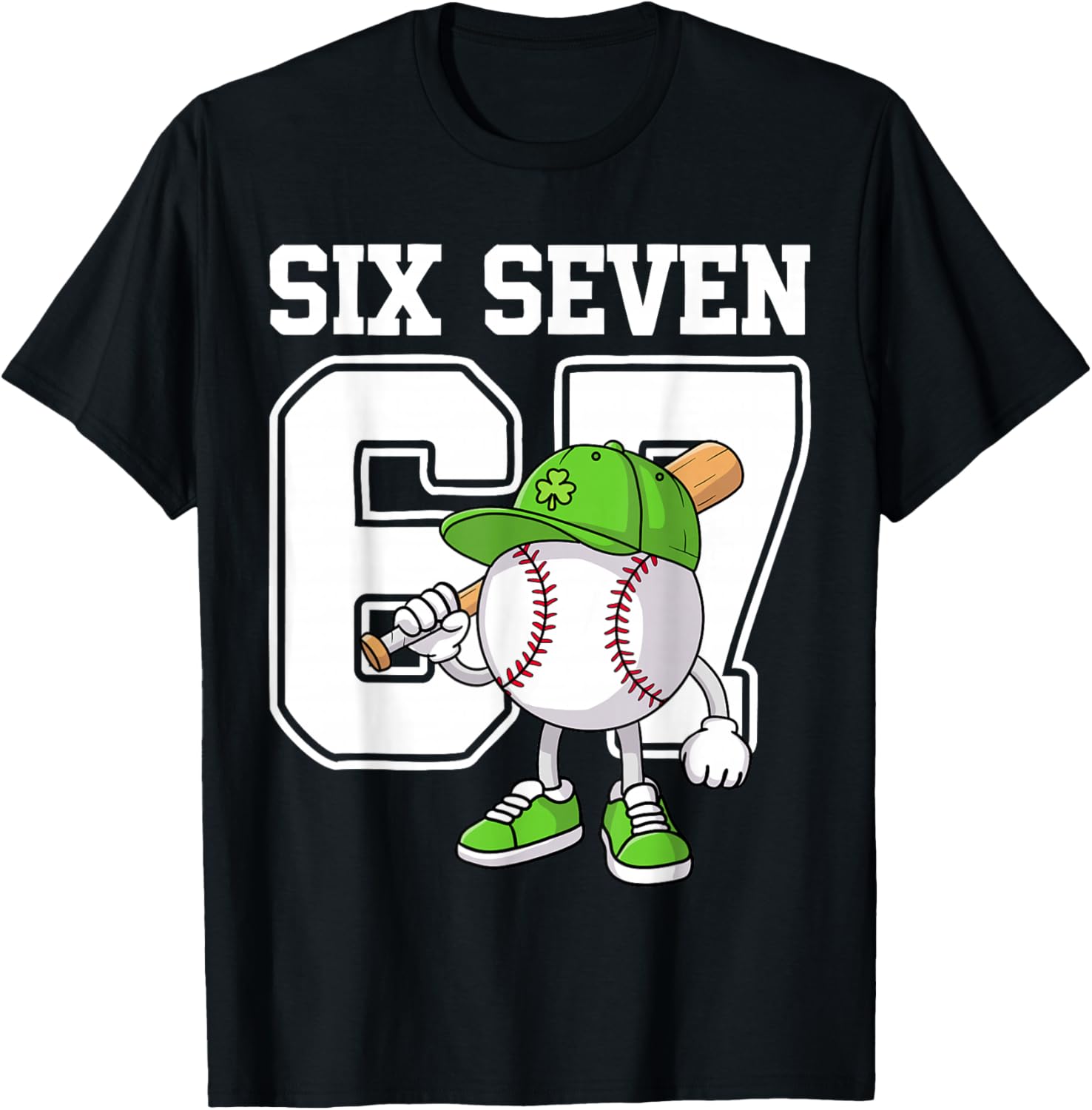 Boys St Patricks Day 67 Six Seven Baseball Ice Cream Drip T-Shirt - T-Shirt | Black