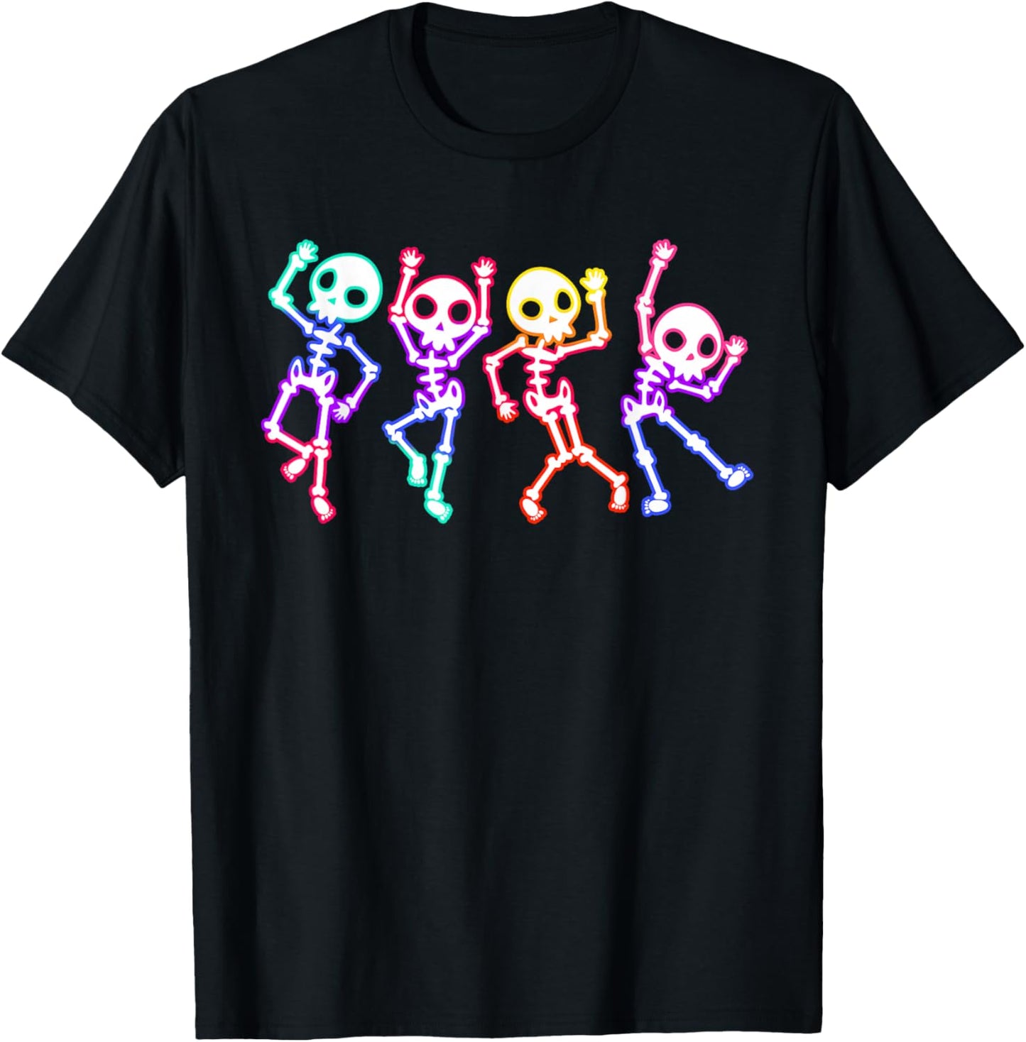 Glow in The Halloween Night Skeleton Funny Dancing Skeleton T-Shirt - T-Shirt | Black