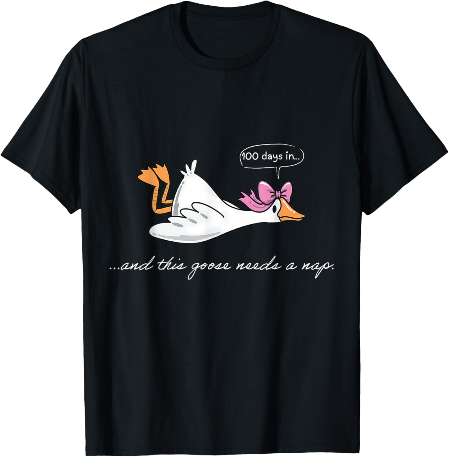 Funny 100 Days in Goose Needs A Nap 100th Day of School Kids T-Shirt - T-Shirt | Black