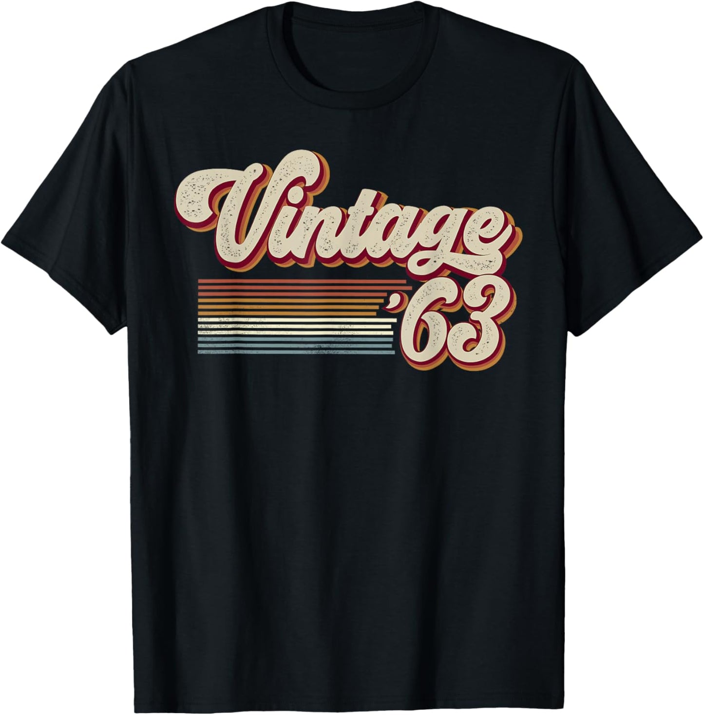 Vintage 1963 Retro Sunset Classic 63-Year-Old 63rd Birthday T-Shirt - T-Shirt | Black