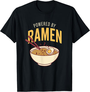 Anime Powered by Ramen Japanese Ramen Noodles Otaku Bowl T-Shirt - T-Shirt | Black
