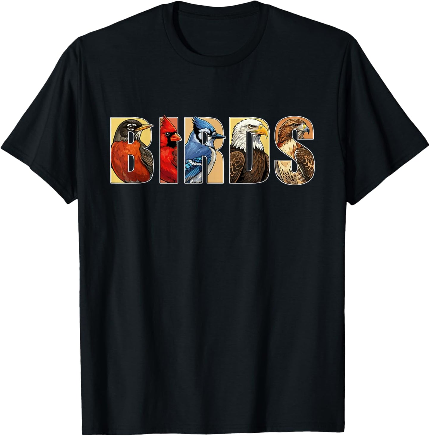 Funny Bird Watching Shirt Vintage Birds Identification T-Shirt - T-Shirt | Black