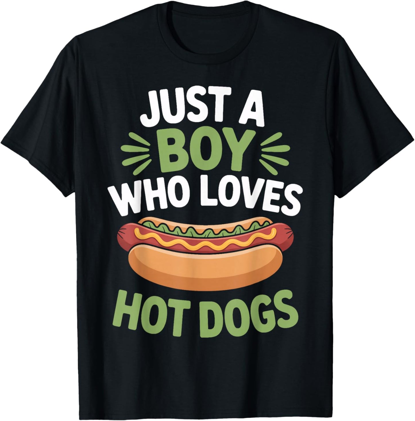 Hot Dog Enthusiast Just A Boy Who Loves Hot Dogs T-Shirt - T-Shirt | Black