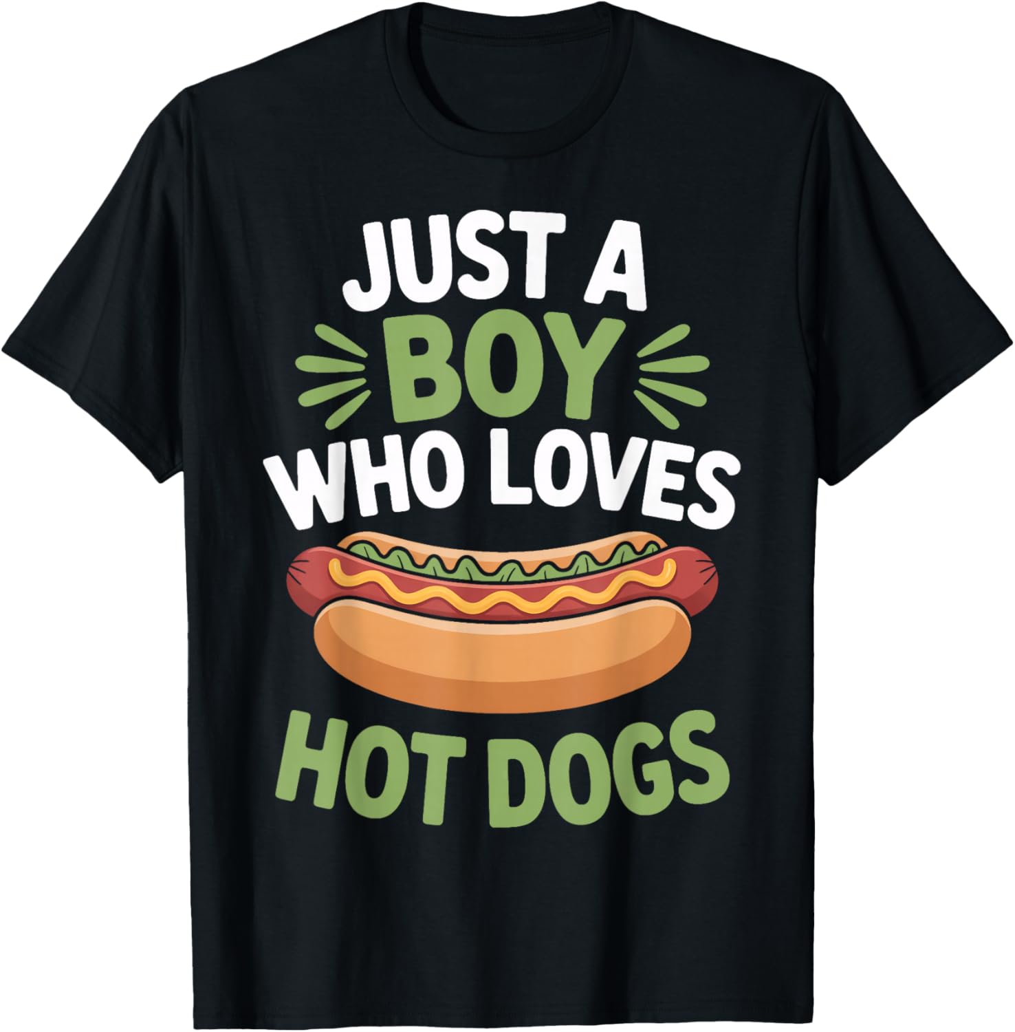 Hot Dog Enthusiast Just A Boy Who Loves Hot Dogs T-Shirt - T-Shirt | Black