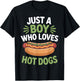 Hot Dog Enthusiast Just A Boy Who Loves Hot Dogs T-Shirt - T-Shirt | Black
