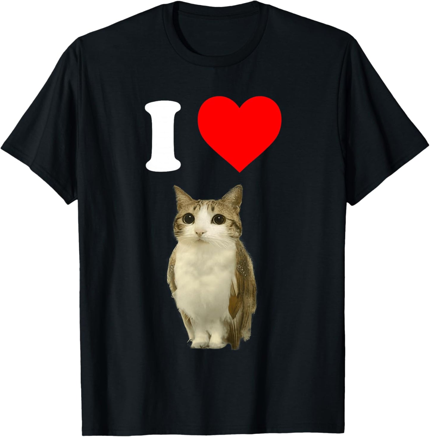 I Love Meowl Funny Cursed Cute Cat Owl Meme Brain Rot Silly T-Shirt - T-Shirt | Black