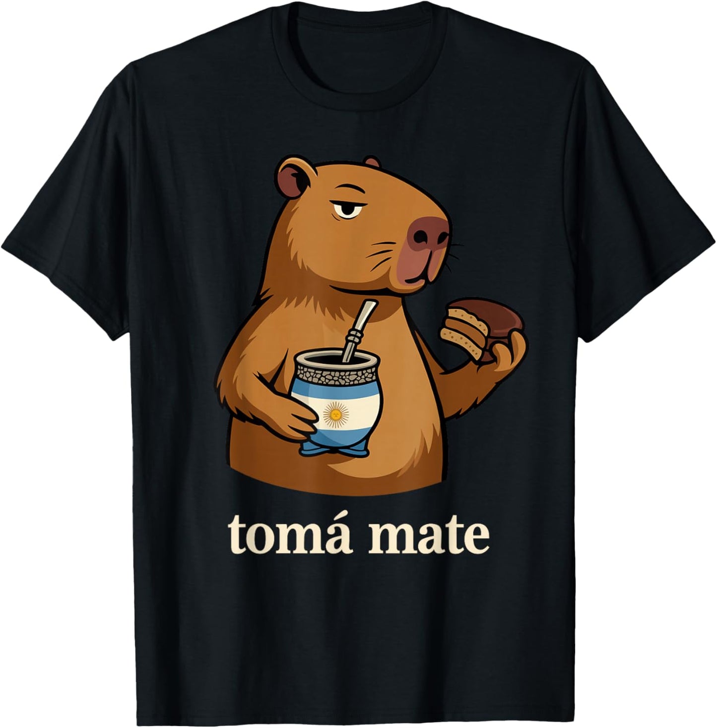 Argentinian Capybara Yerba Mate Argentina Argentine Alfajor T-Shirt - T-Shirt | Black