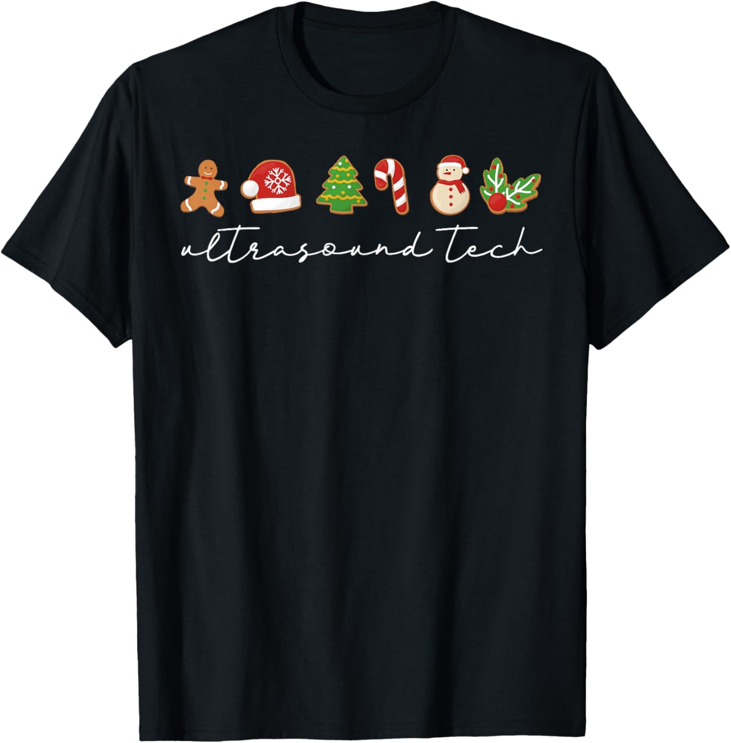 Ultrasound Technologist Christmas Cardiac Nurse Sonographer T-Shirt - T-Shirt | Black