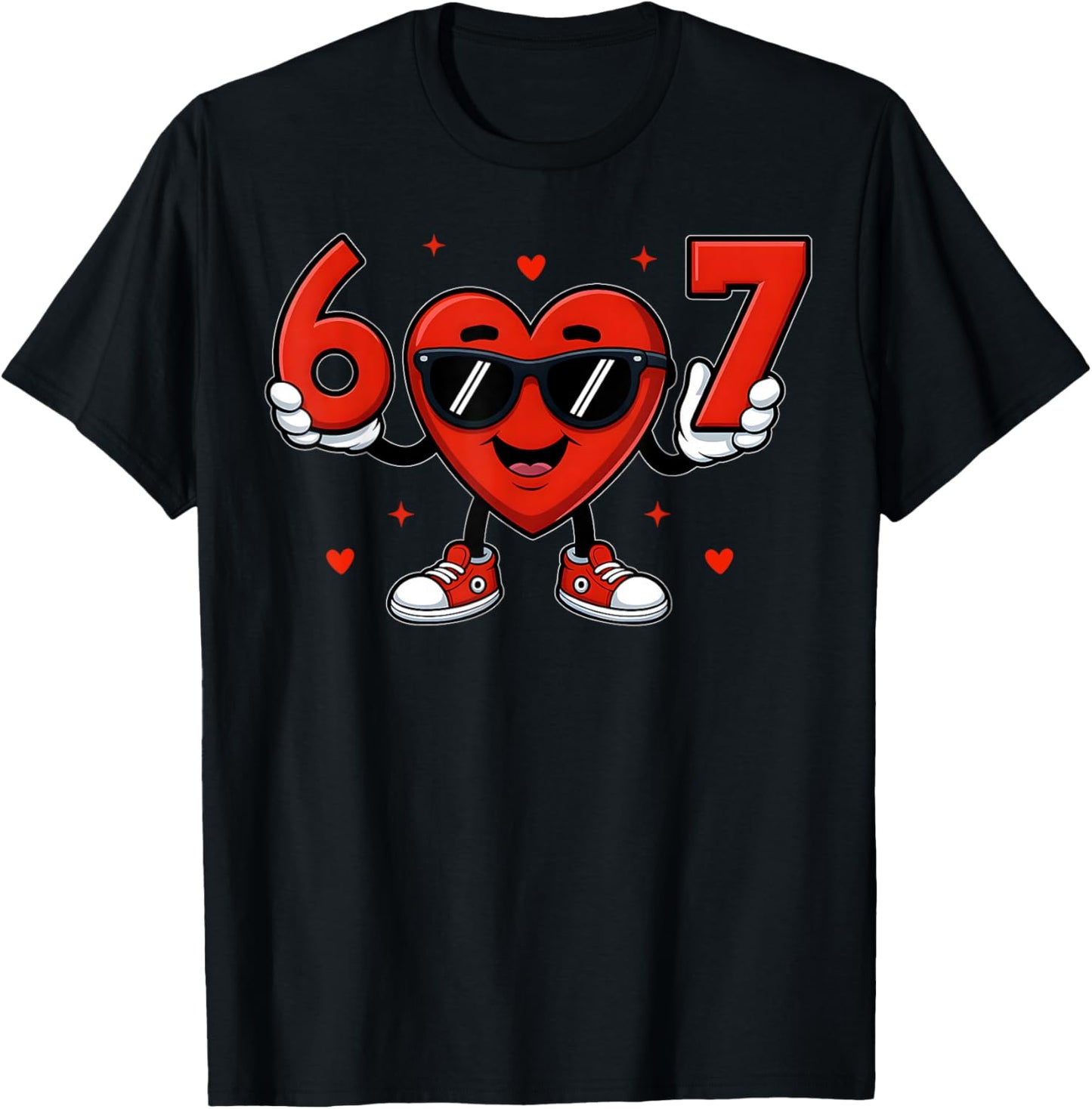Six Seven 67 Gen Alpha Slang Valentines Day Heart 67 Meme T-Shirt - T-Shirt | Black
