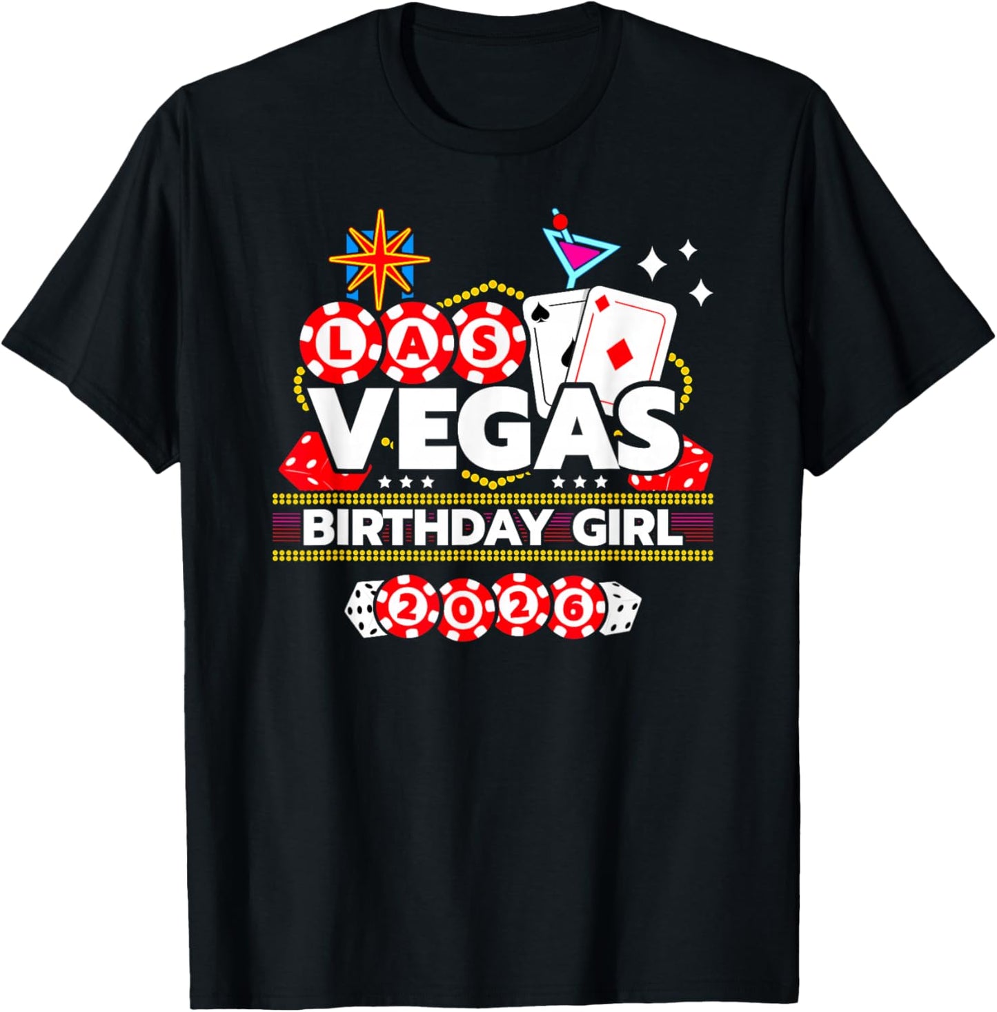 Vegas Birthday Crew - Vegas Girls Trip - Vegas Birthday 2026 T-Shirt - T-Shirt | Black