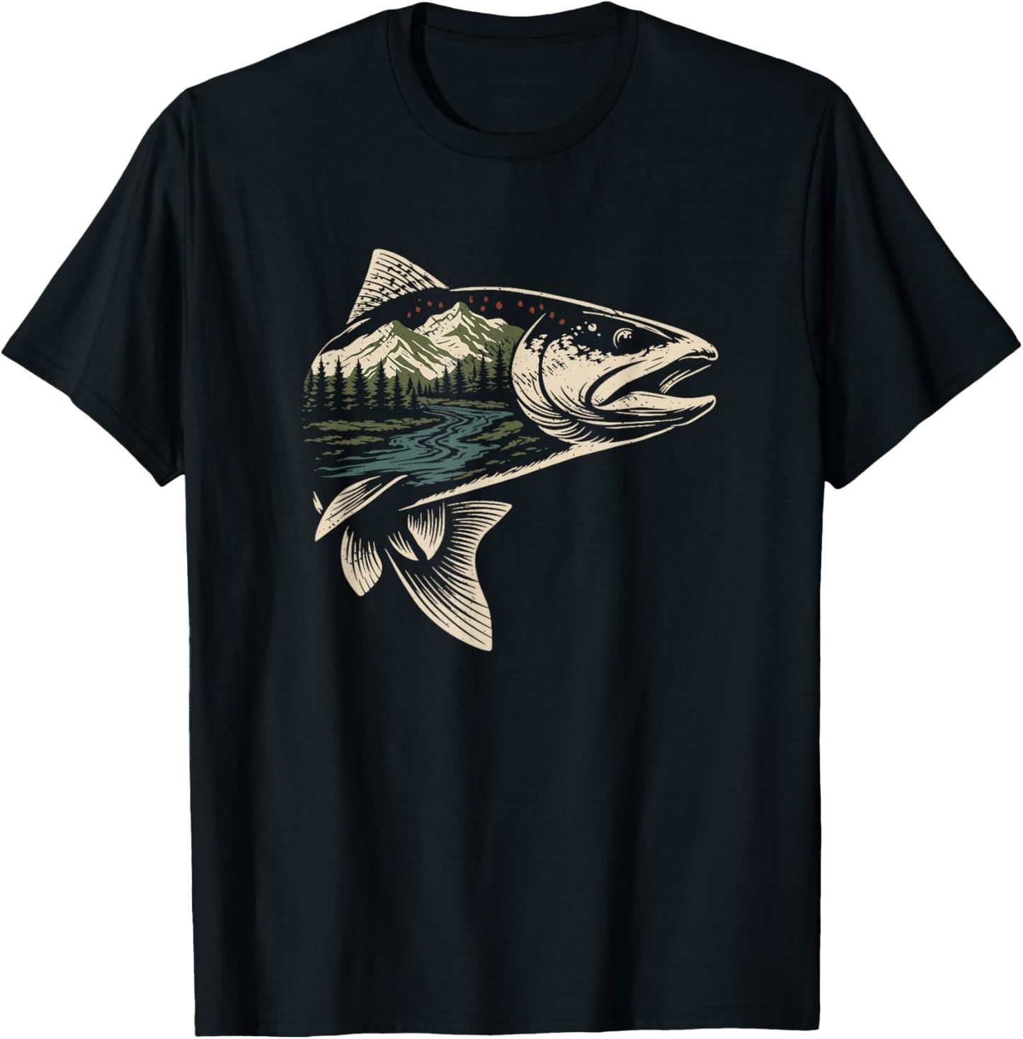 Fly Fishing Trout Nature T-Shirt - T-Shirt | Black